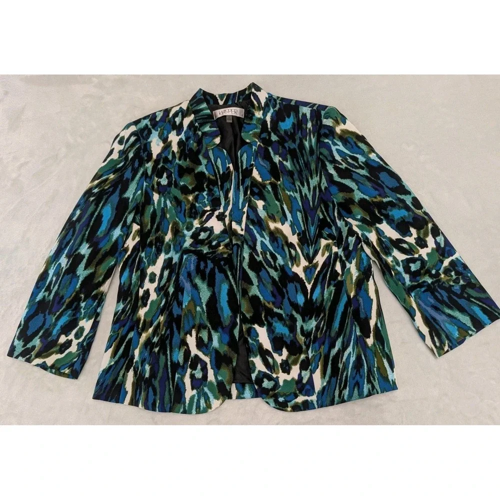 Kasper Women's Size 12 Jacket Fully Lined 3/4 Sleeves Cardigan Career Work